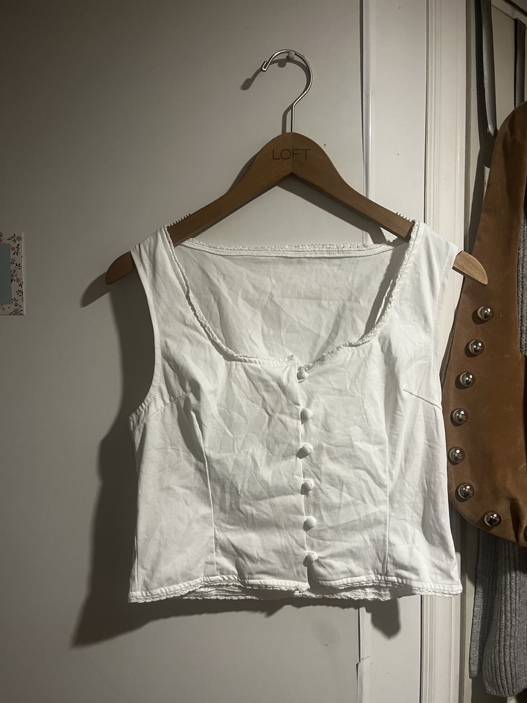 White Button-Down Tank Top