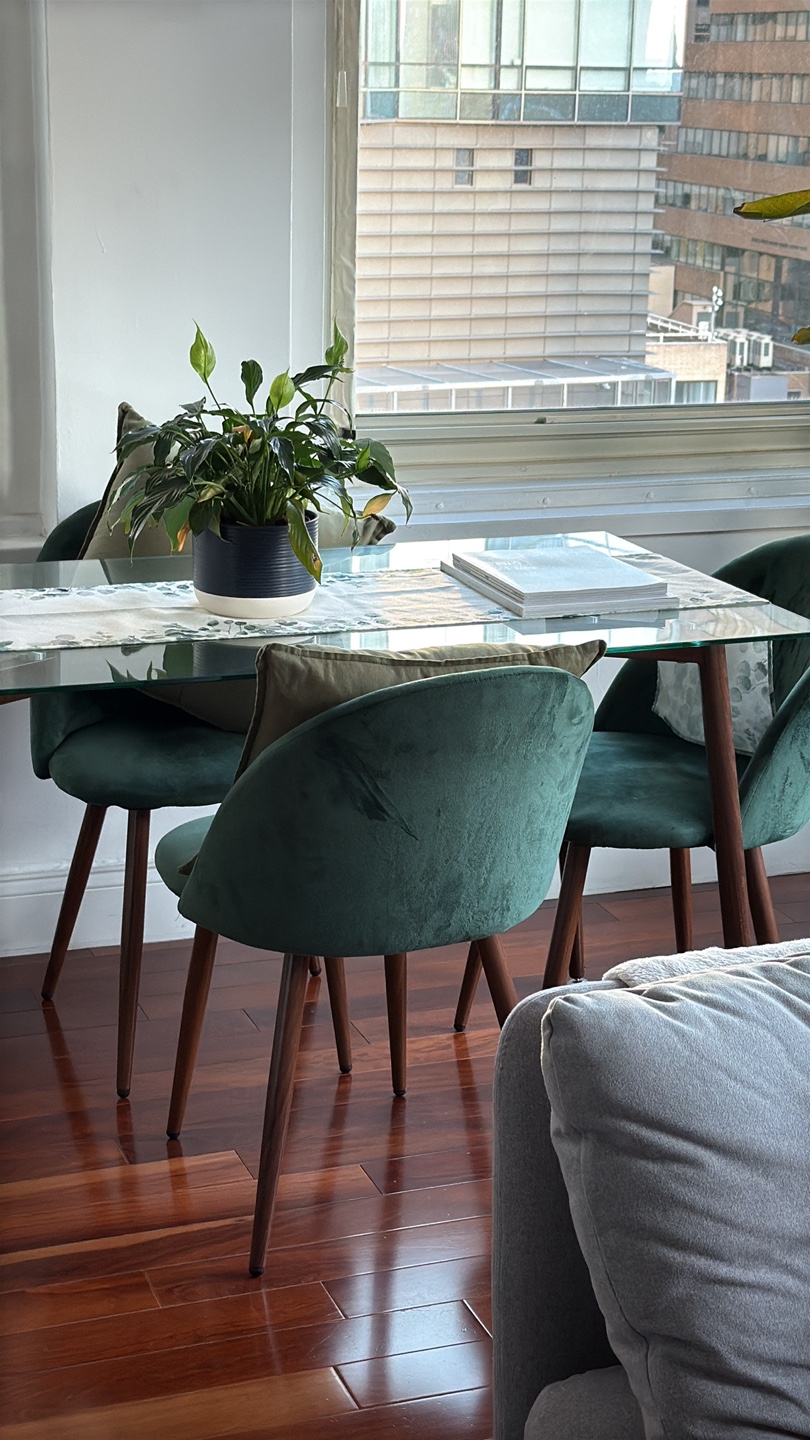 Glass & Metal Table + 4 Chairs – Pickup Only