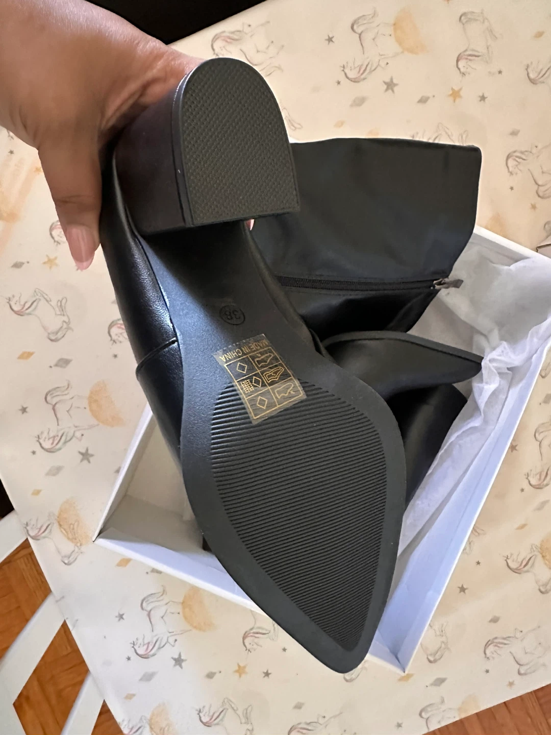 Black Knee High Heeled Boots - Size 38 - photo 4