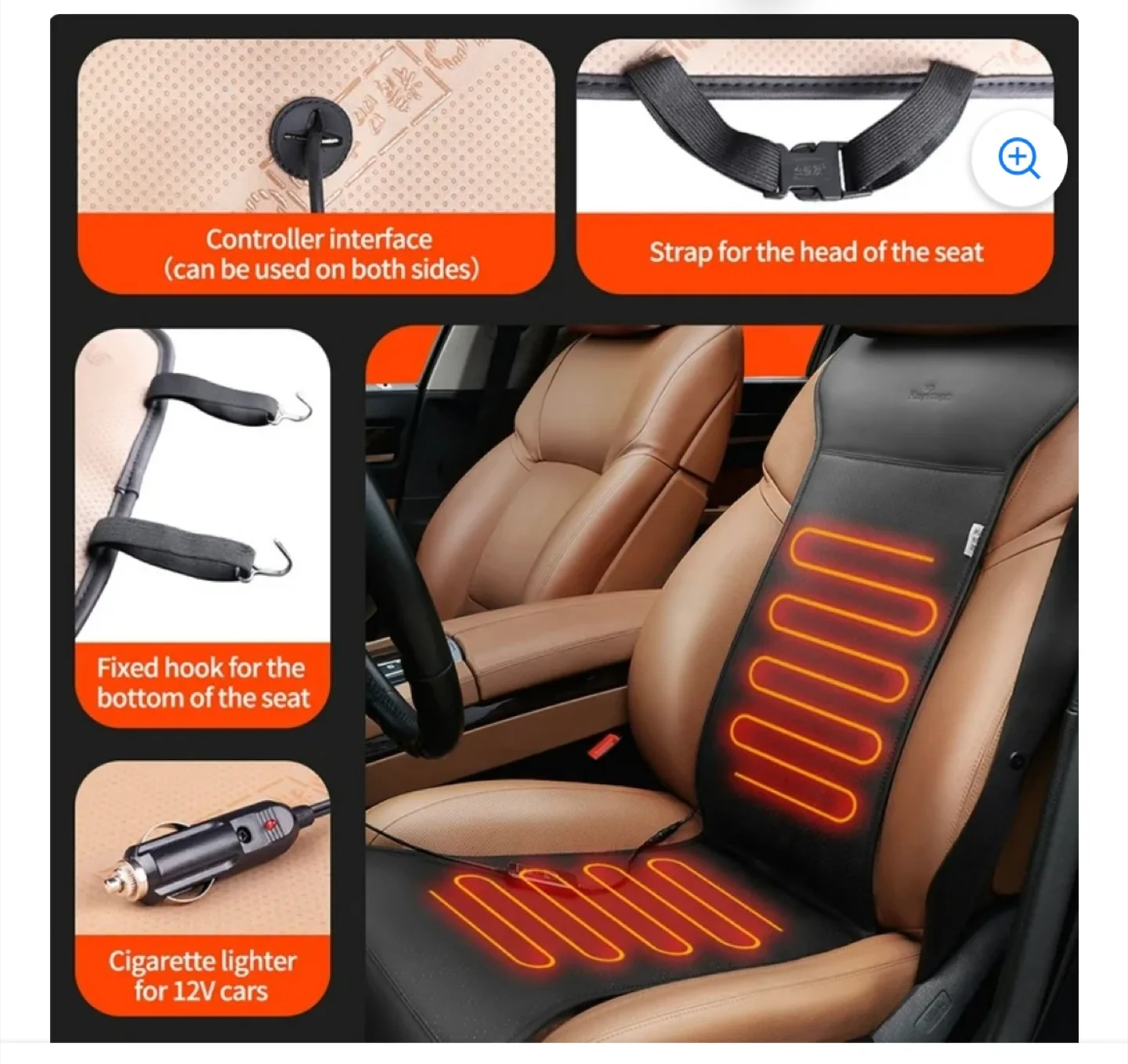 Heated Car Seat Cover Pad - Black thumbnail