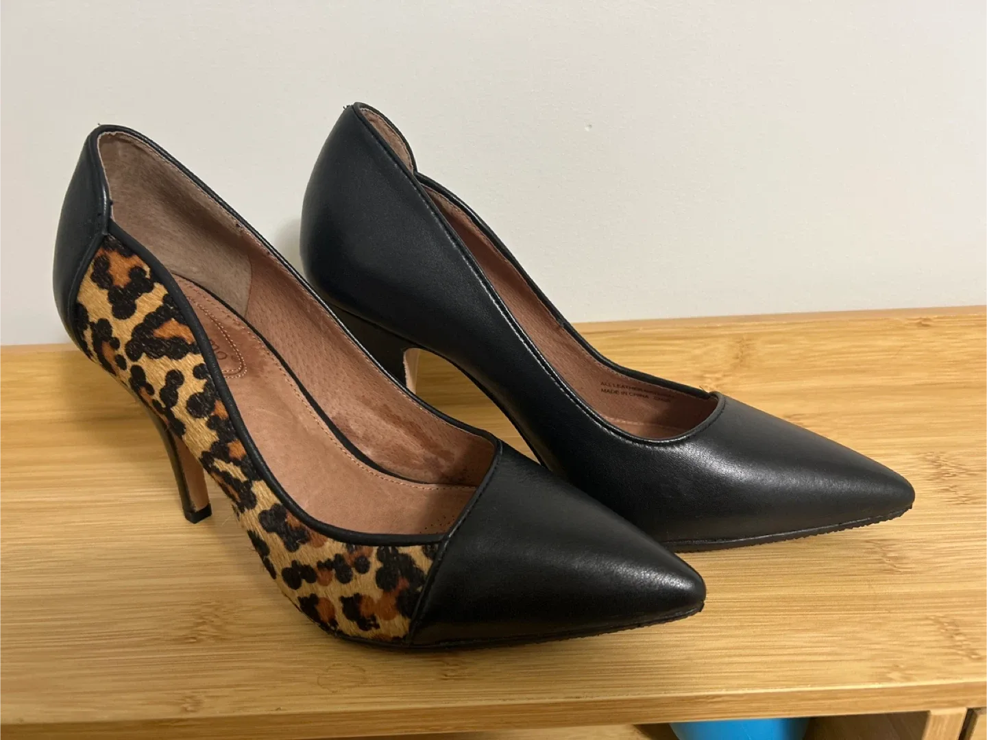 Corso Como Black & Leopard Print Heels - Size 7.5M thumbnail