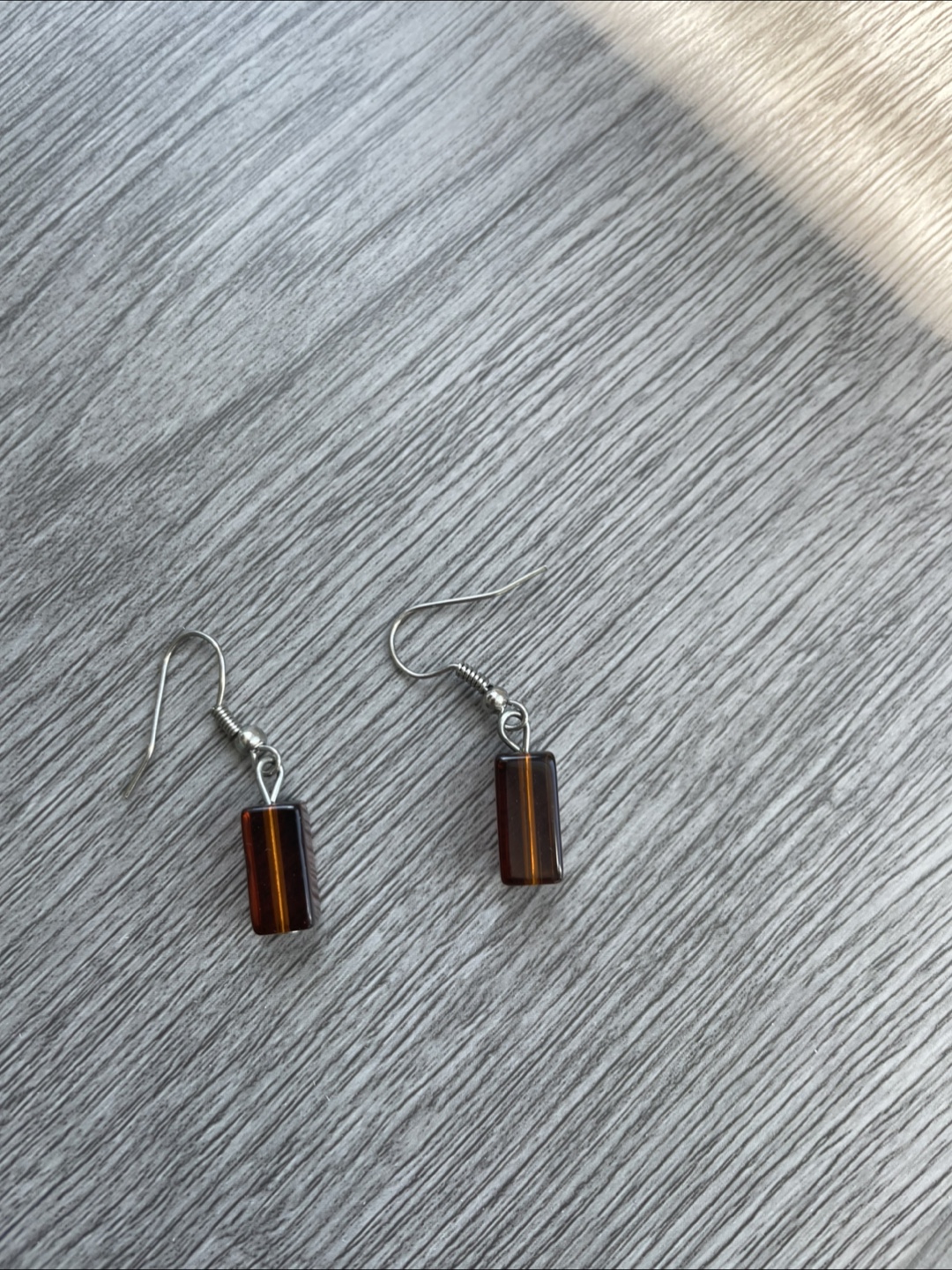 Brown Rectangle Dangle Earrings