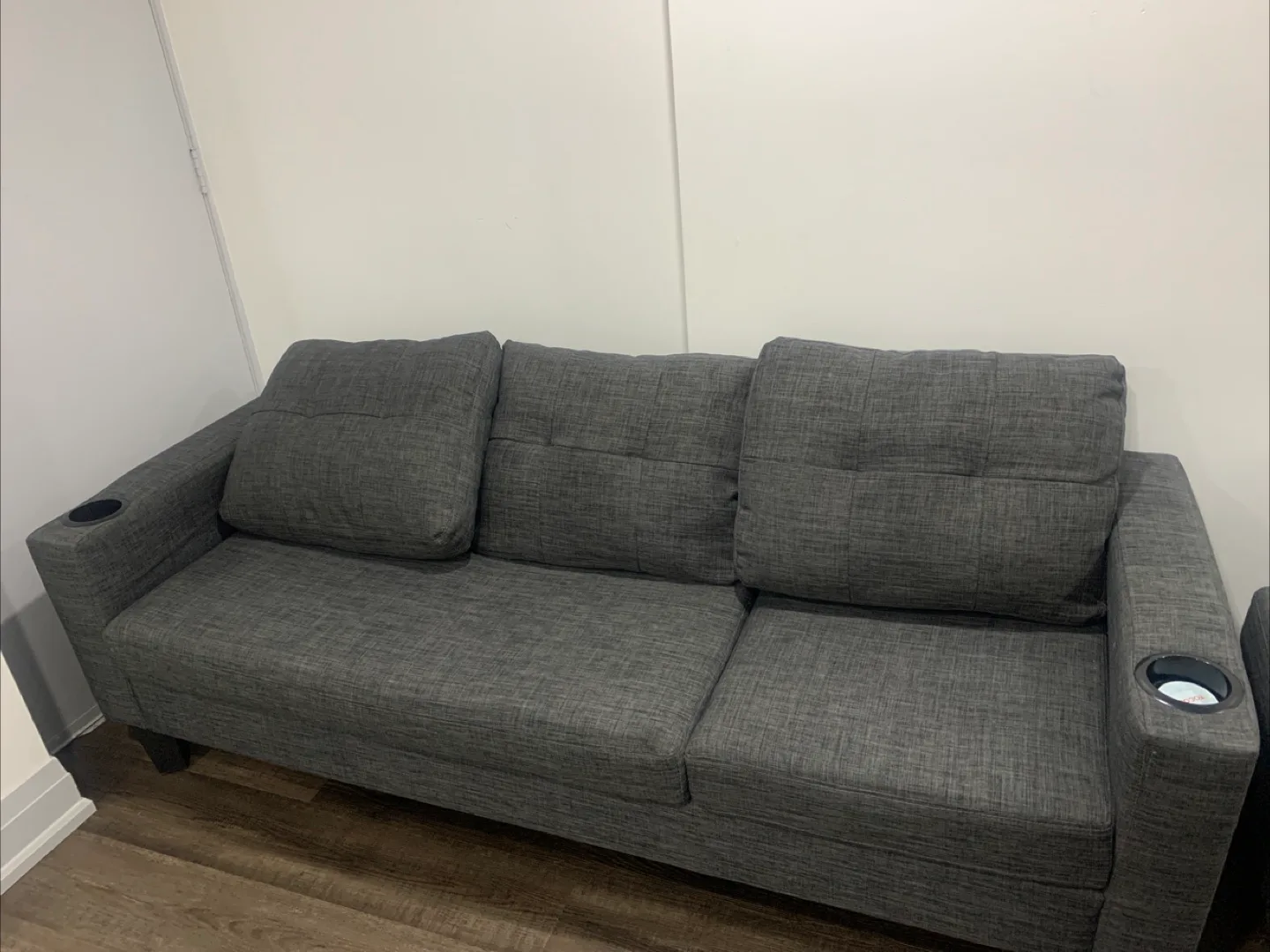 Grey Sofa with Cup Holders thumbnail