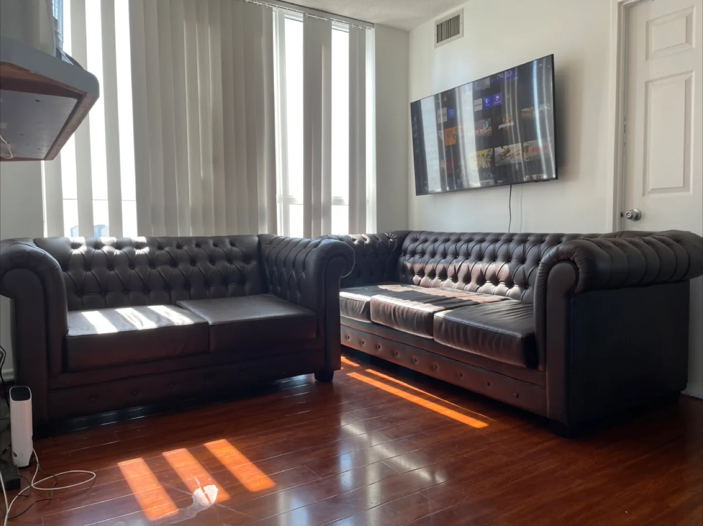 Brown Leather Chesterfield Sofa Set thumbnail