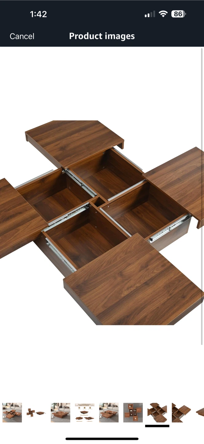 Brand New 39.4” modern square Coffee Table with Sliding Storage - photo 2