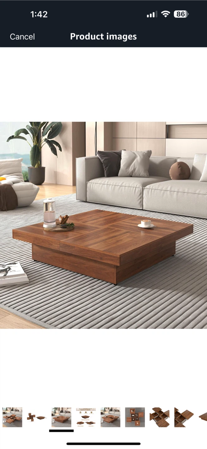 Brand New 39.4” modern square Coffee Table with Sliding Storage