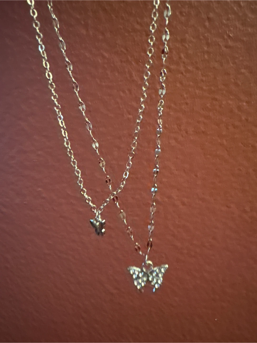 Double Butterfly Pendant Layered Necklace - photo 2