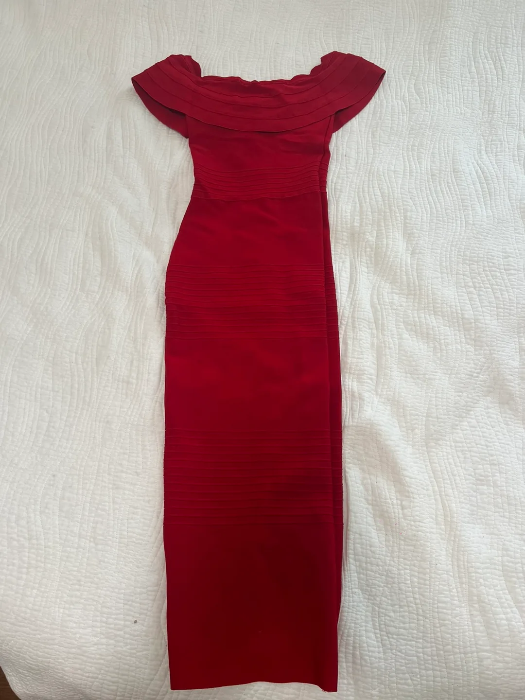 Red Off-the-Shoulder MIDI Bandage Dress - Size S thumbnail