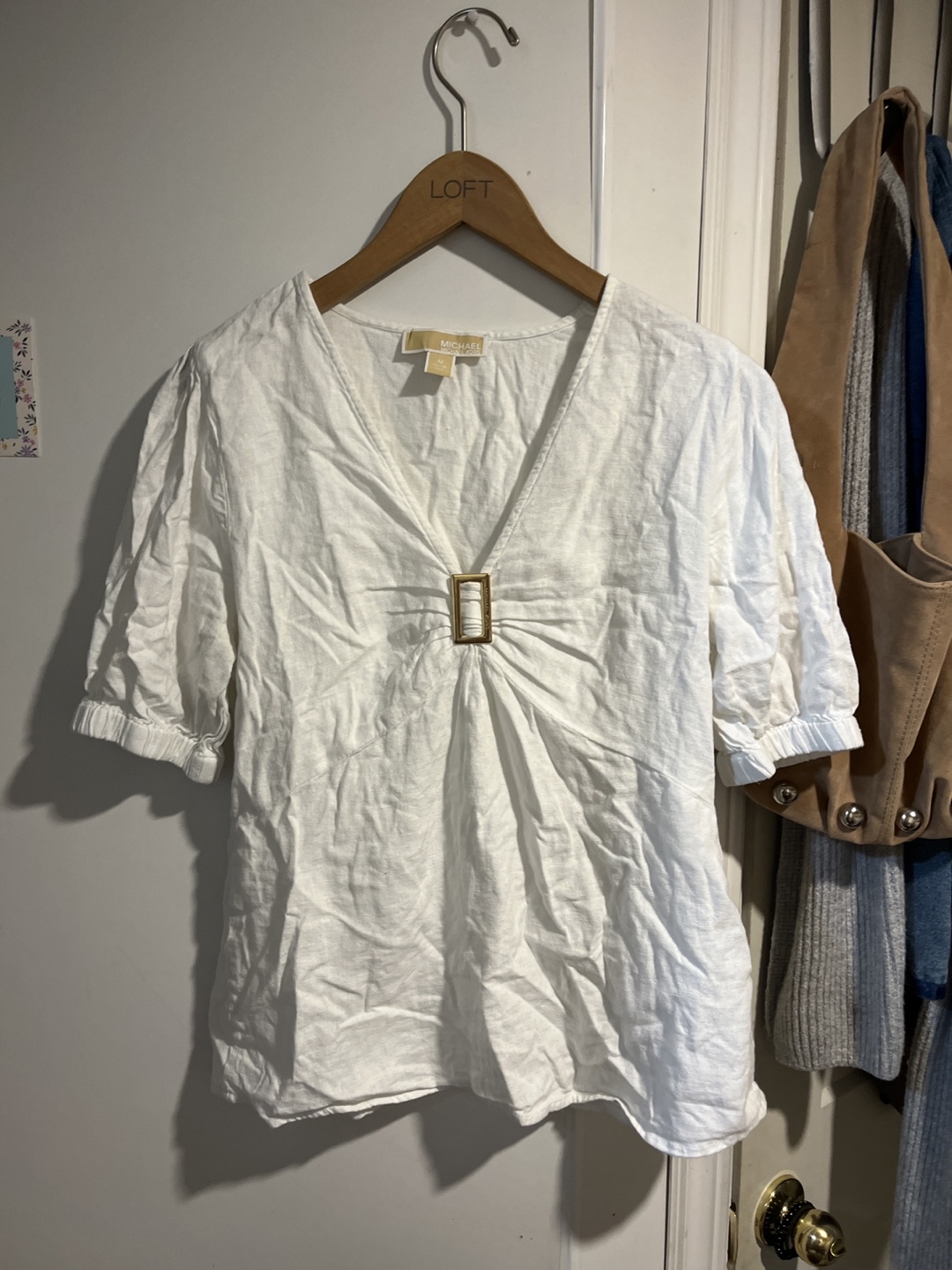 Michael Kors White Linen Top - Size M