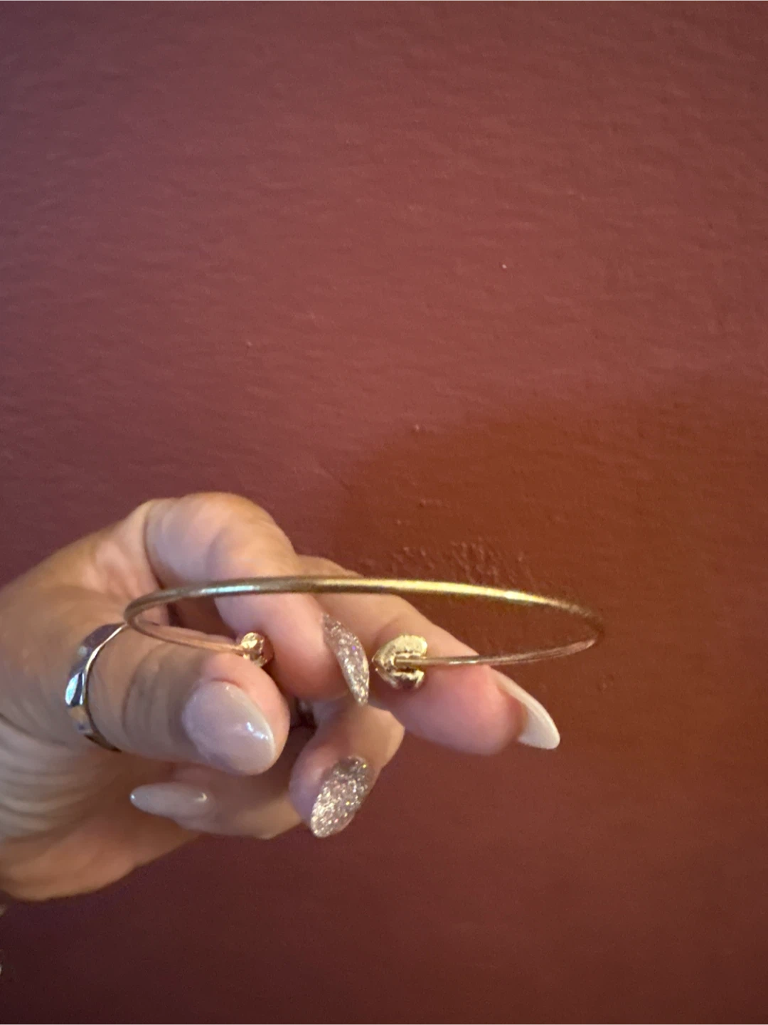 Gold Tone Double Heart Bangle Bracelet - photo 3
