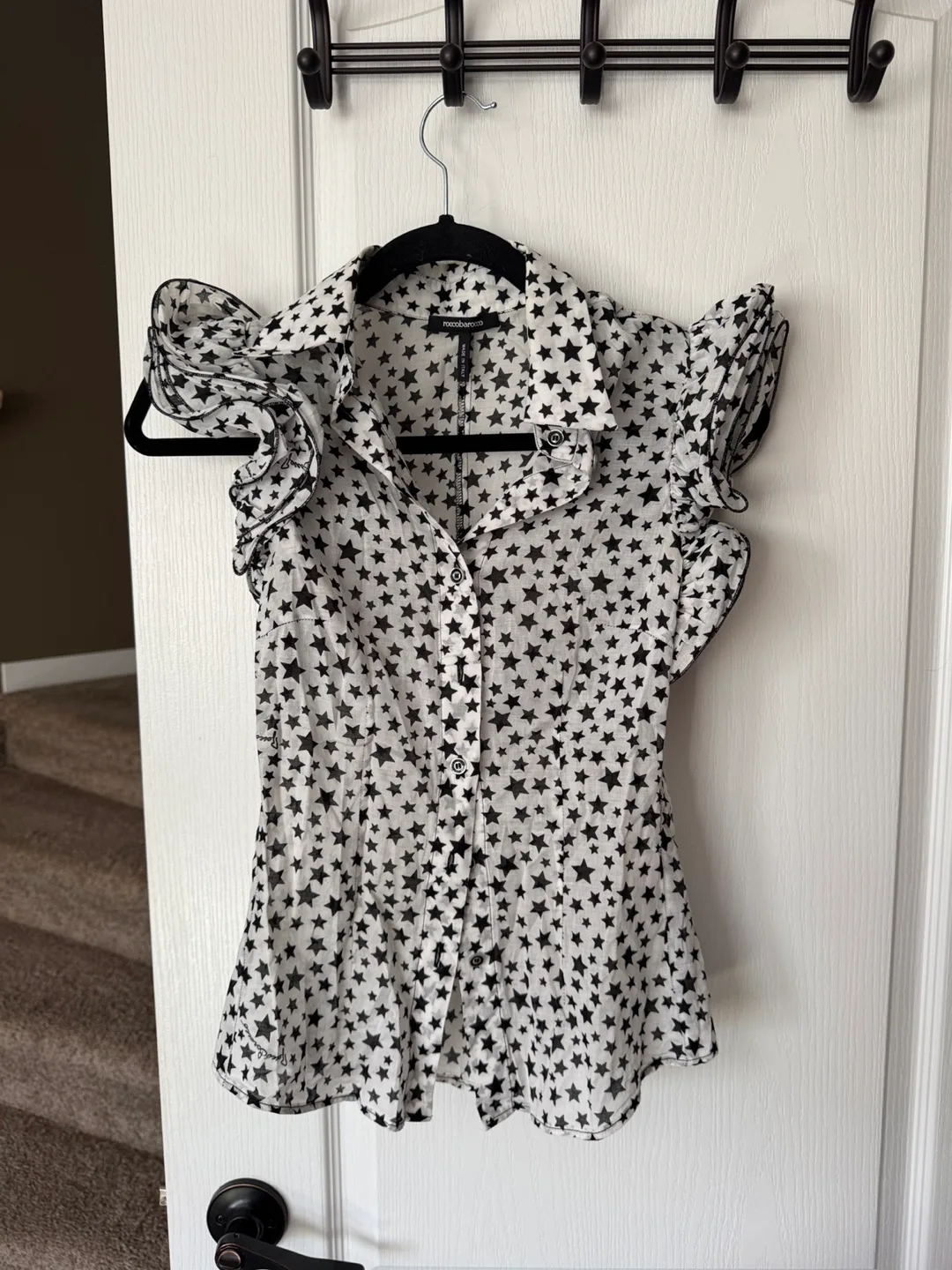 Roccobarocco Star Print Blouse - Size 4 USA thumbnail