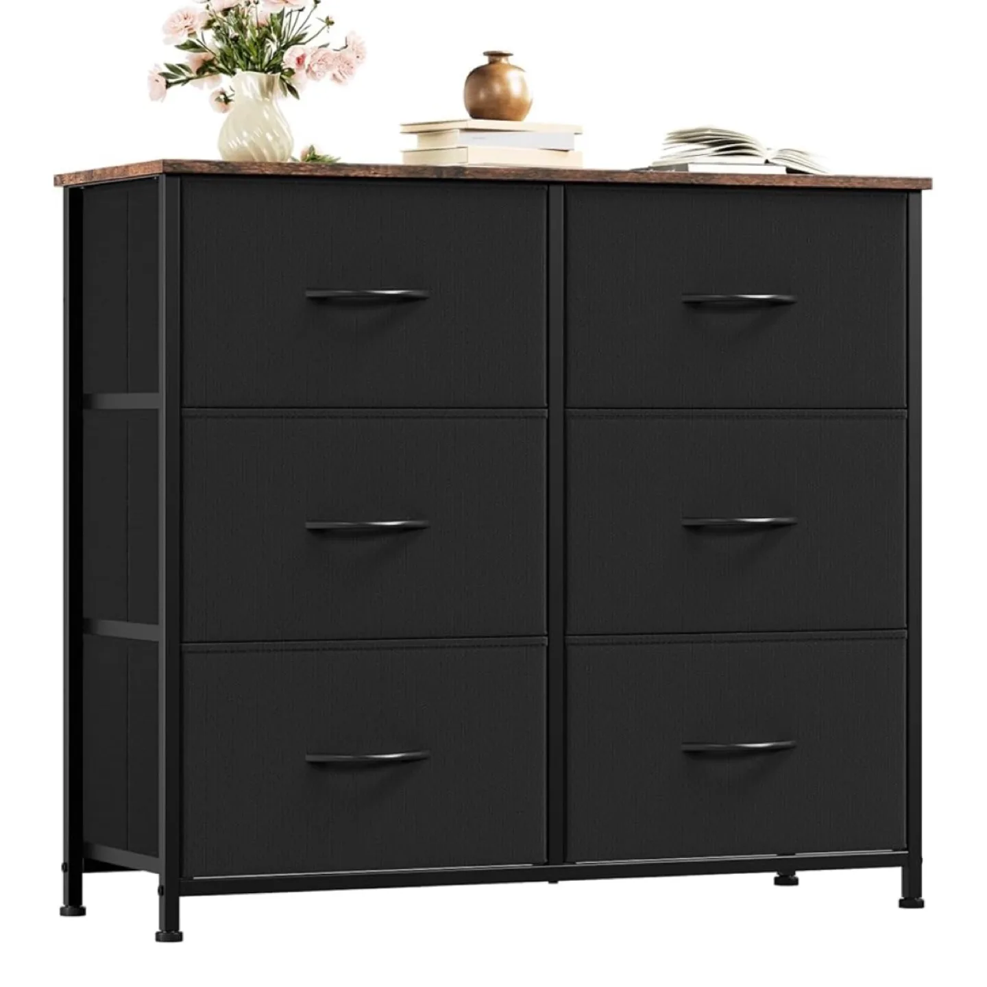 6-Drawer Dresser, Black Rustic Brown