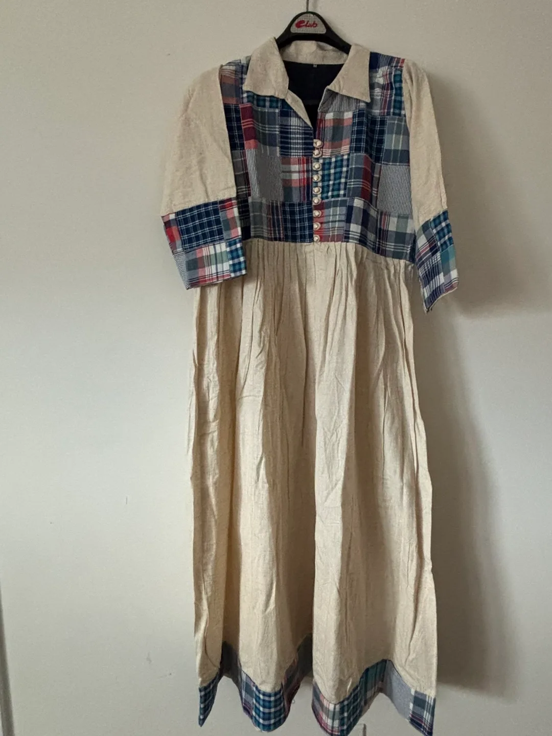 Patchwork Dress, Beige, Size M image indicator(2)
