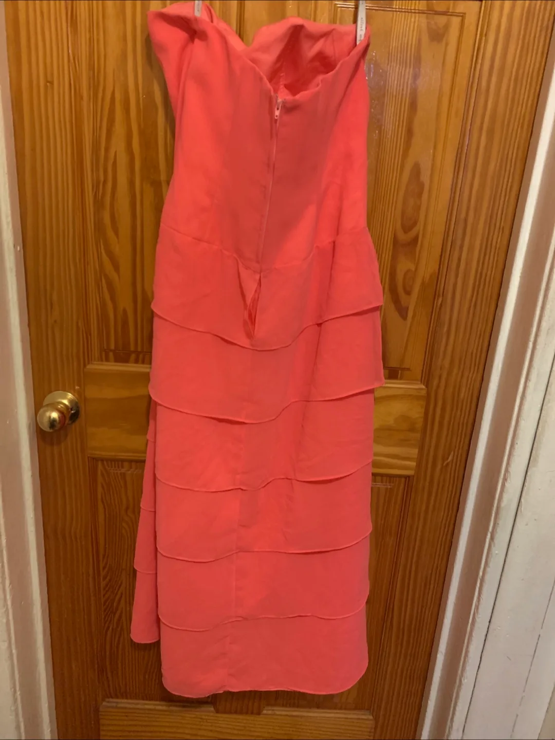 Coral Strapless Tiered Dress image indicator(2)