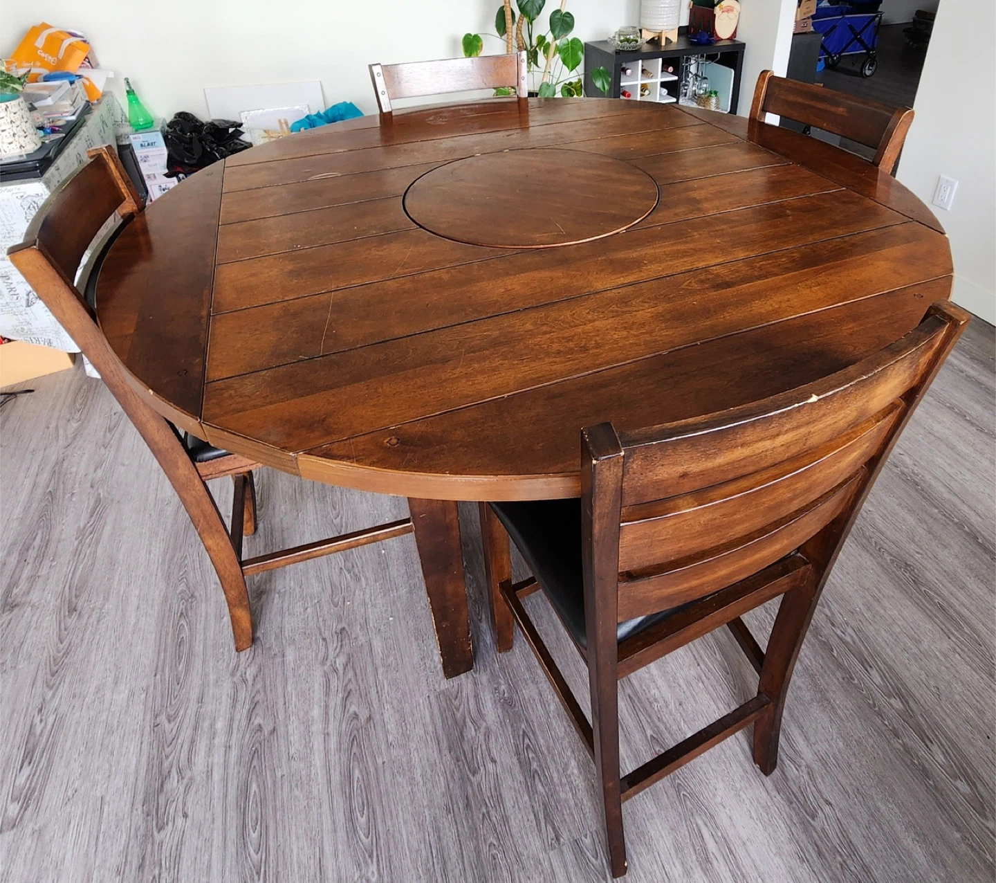 Wood Dining Table with 4 Chairs