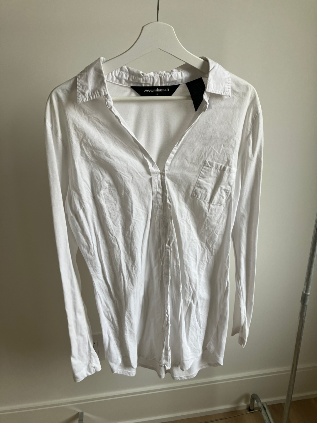 Norma Kamali White Button Down Shirt - Size L