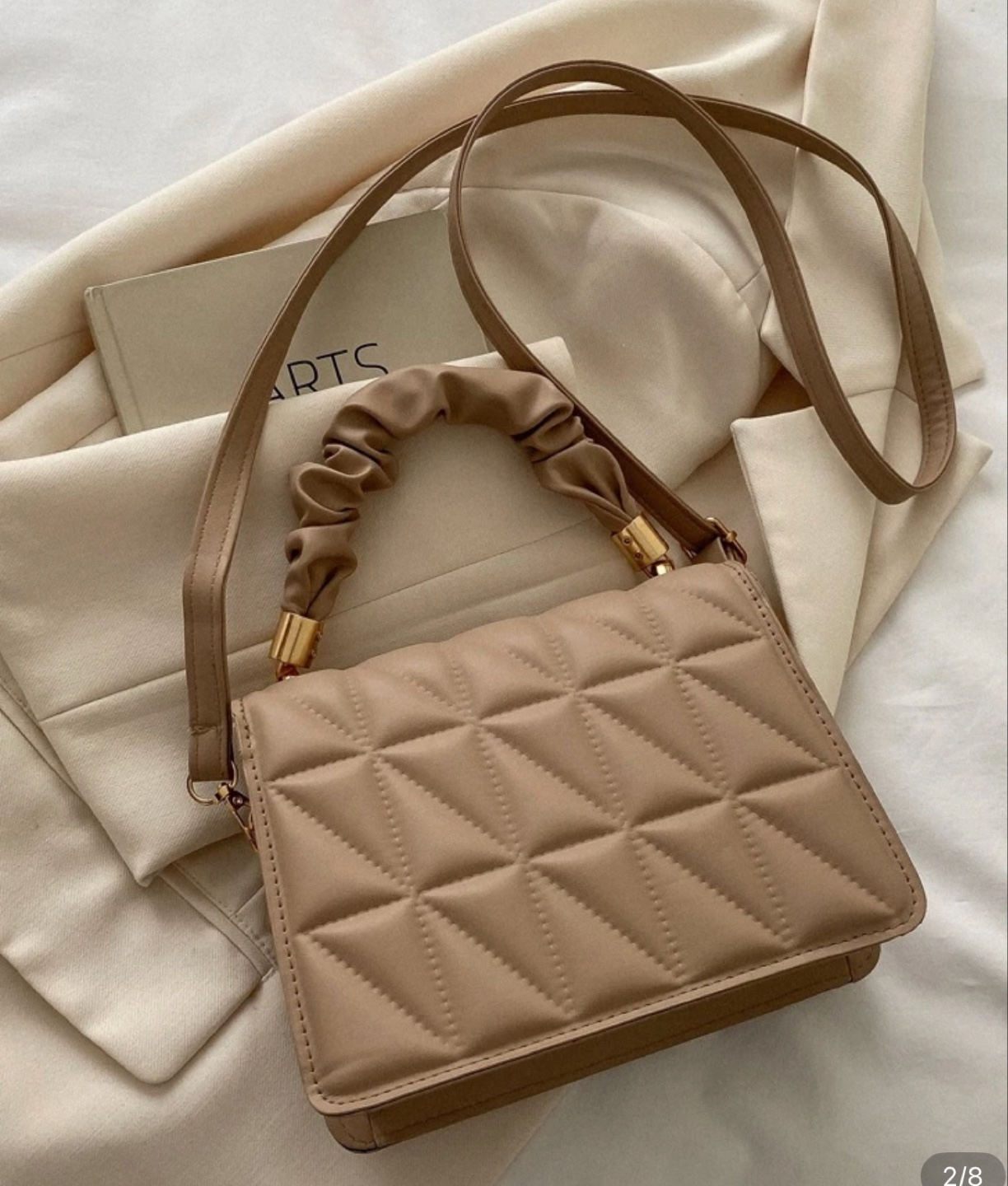 Beige Quilted Shoulder Bag