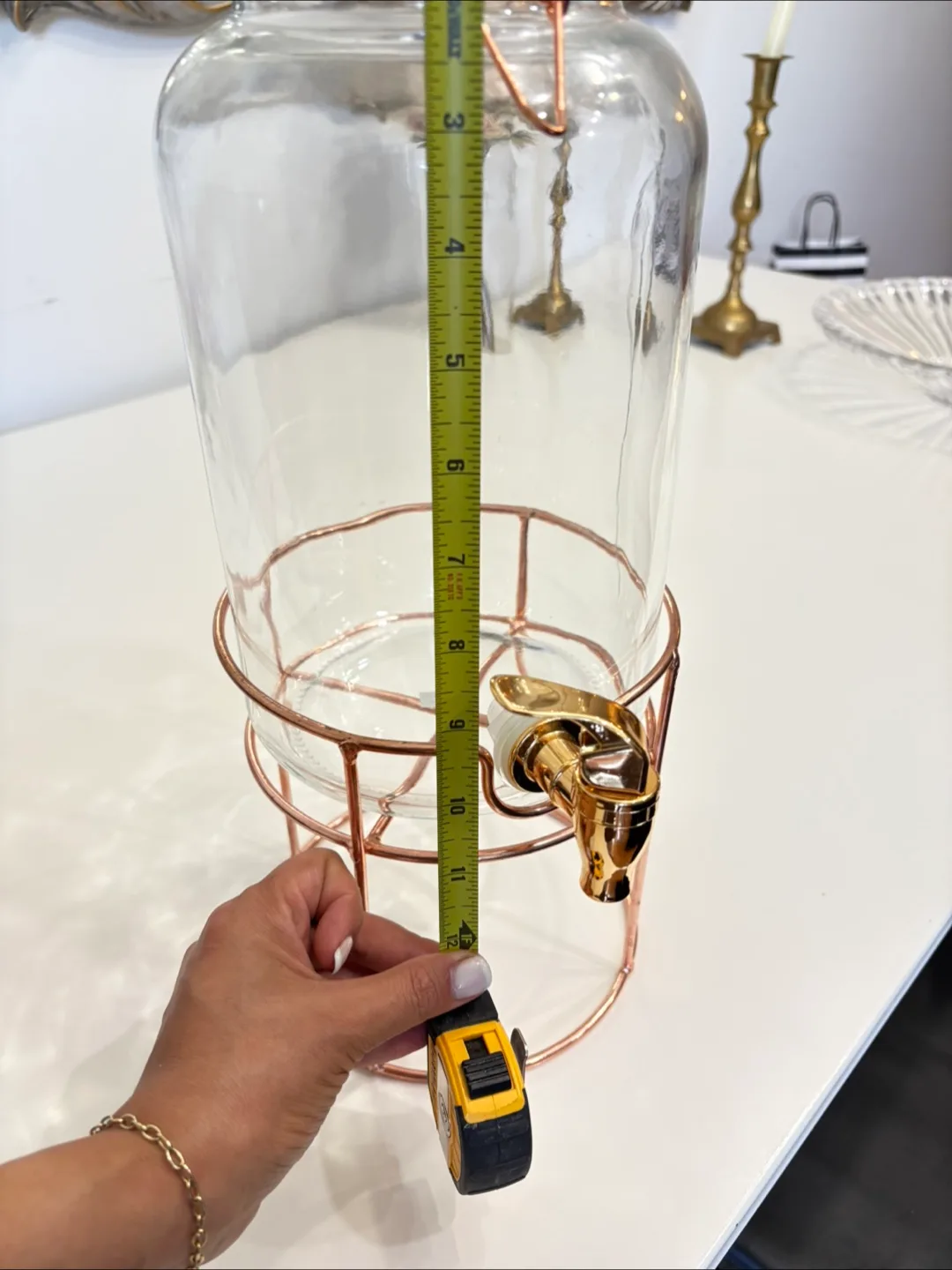 Glass Beverage Dispenser with Copper Stand image indicator(4)