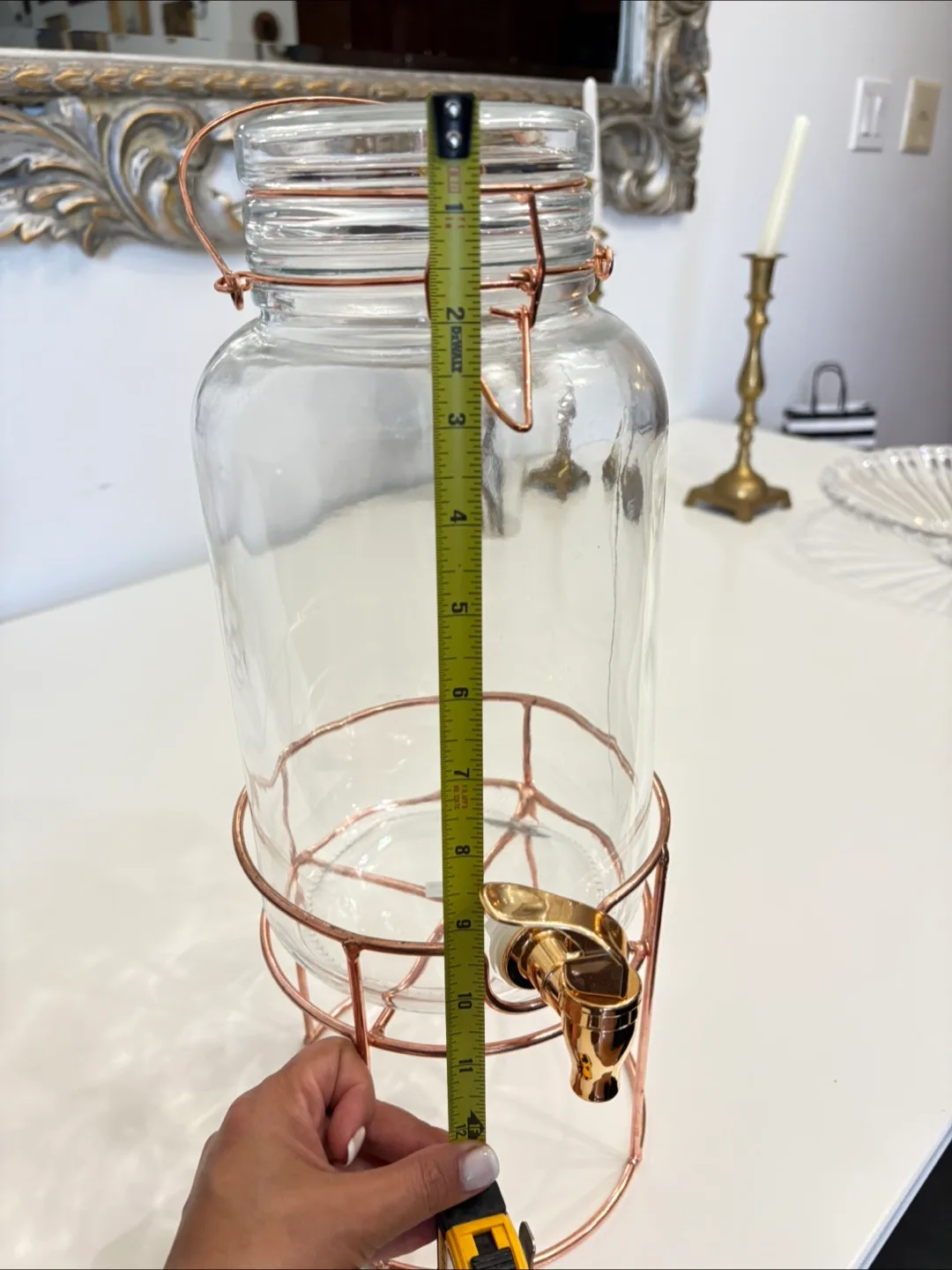 Glass Beverage Dispenser with Copper Stand image indicator(5)