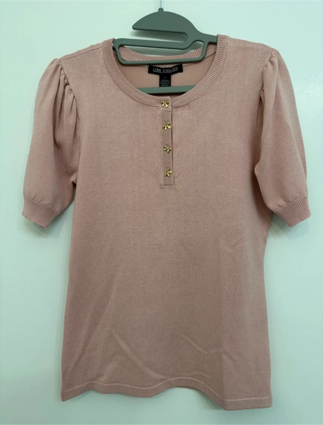 Pink Puff Sleeve Sweater Top thumbnail