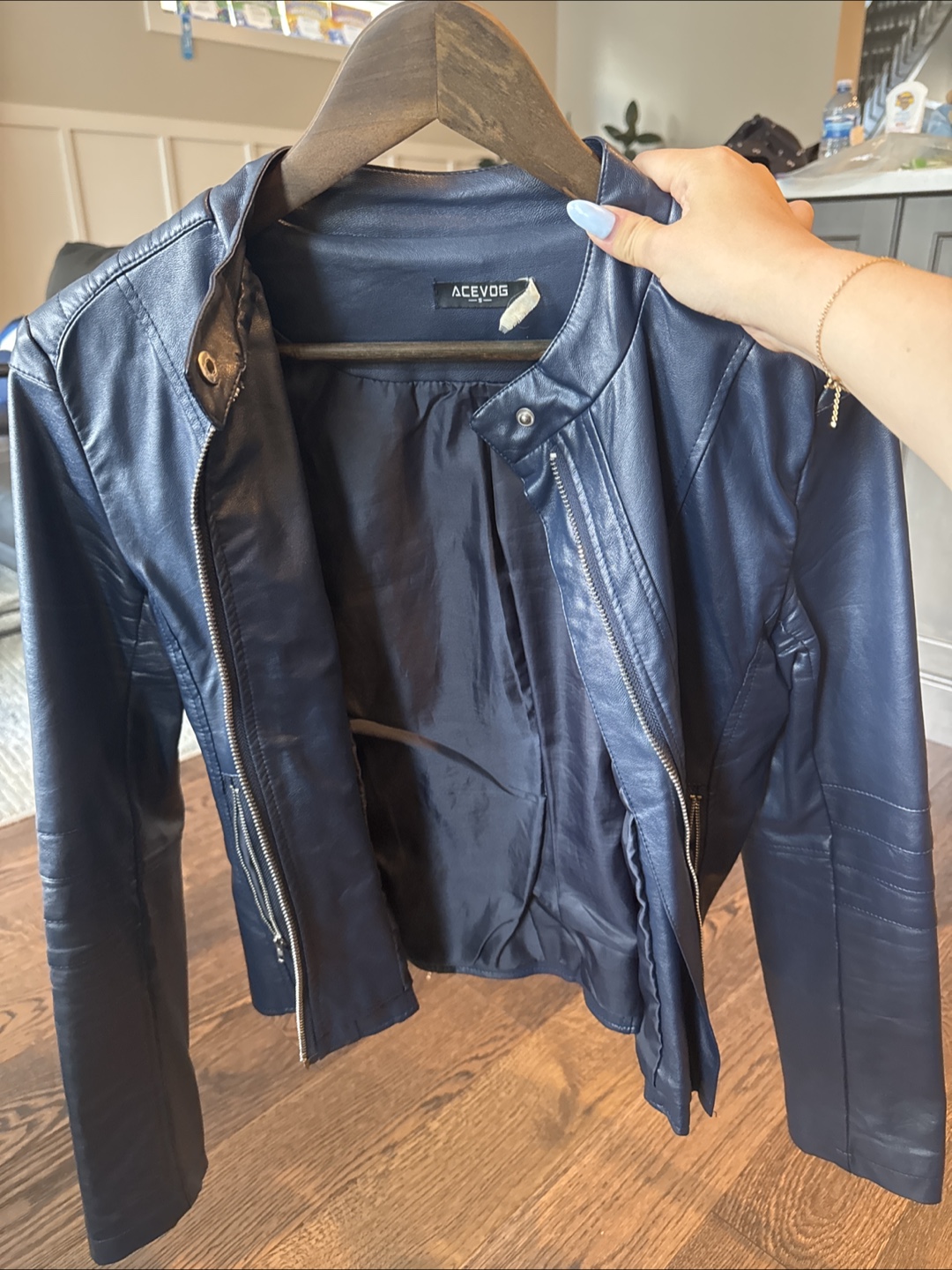 ACEVOG Blue Pleather Jacket