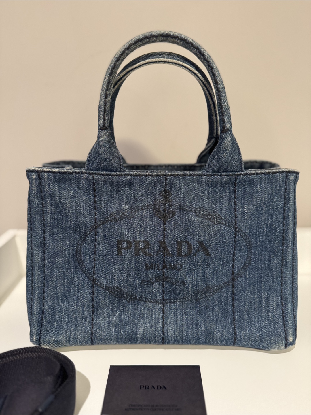 Prada Denim Canapa Tote Bag