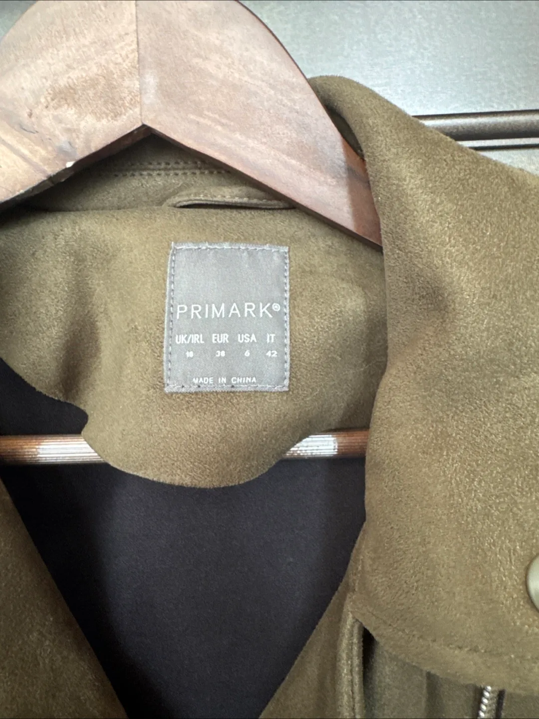 Primark Olive Green Suede Biker Jacket - Size 6 image indicator(2)