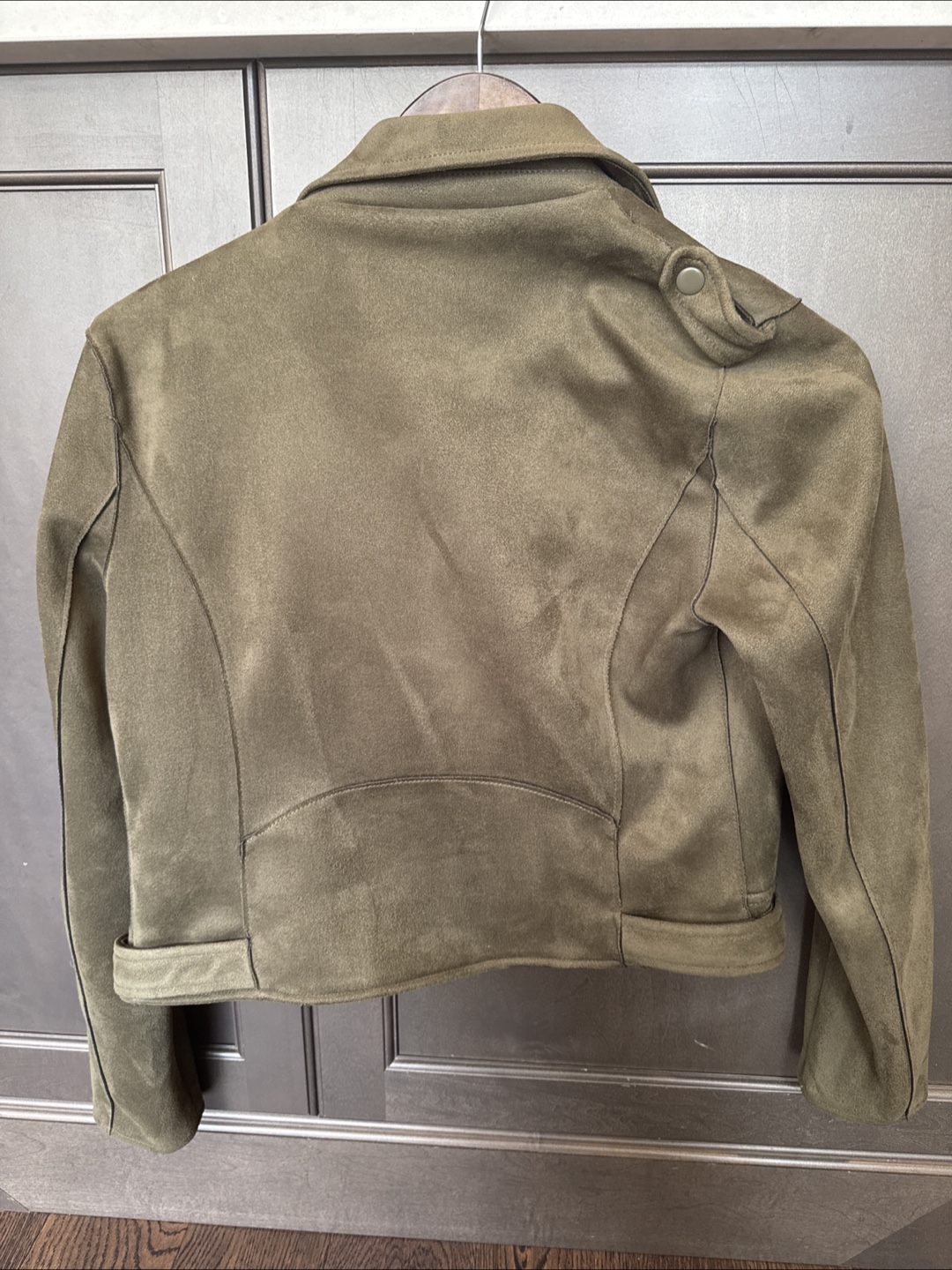 Primark Olive Green Suede Biker Jacket - Size 6 - photo 3