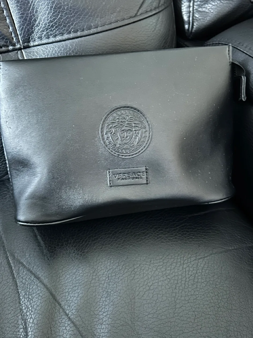 Versace Black Leather Cosmetic Bag thumbnail
