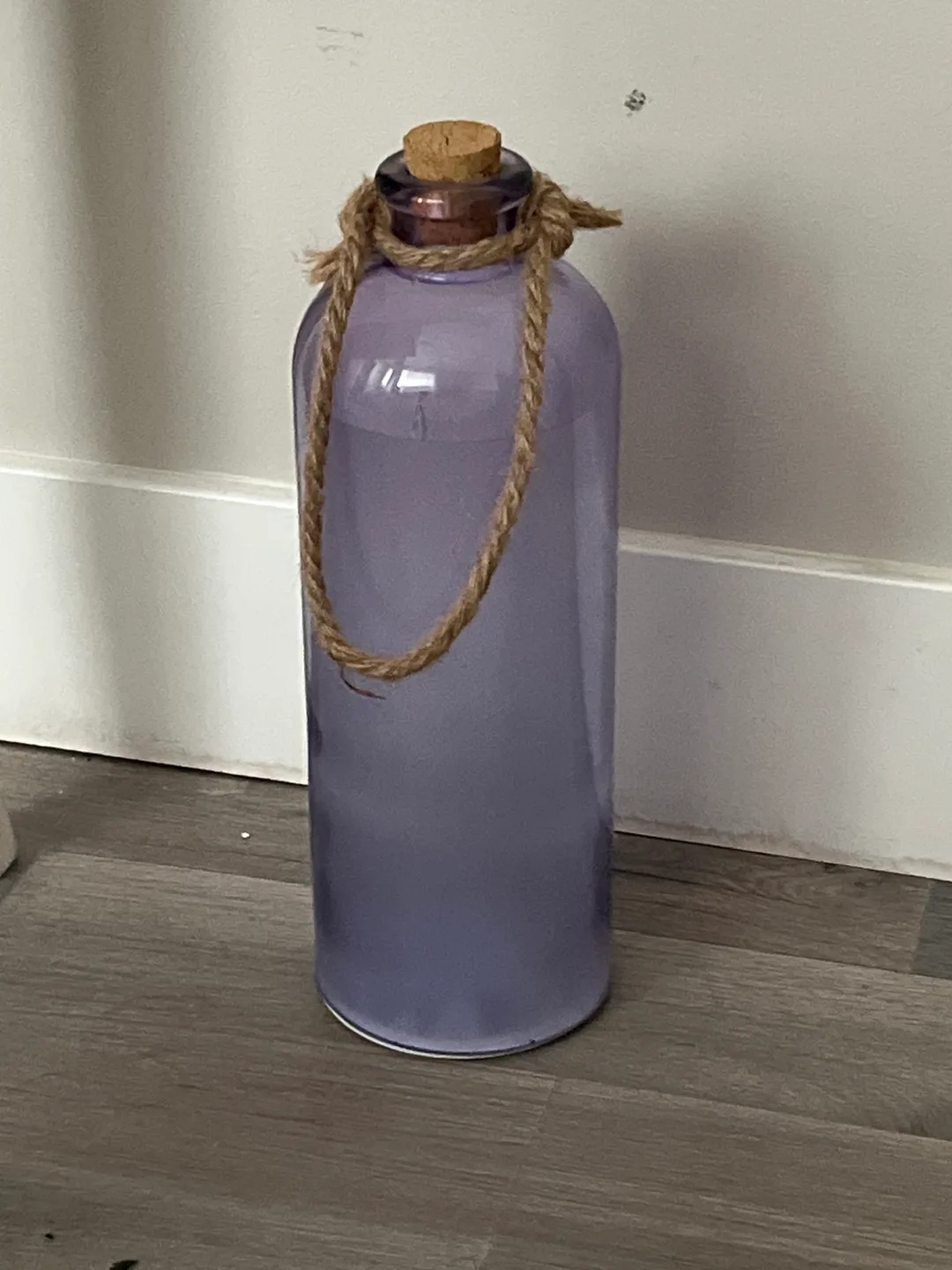 Purple Decorative Glass Bottle with Rope thumbnail