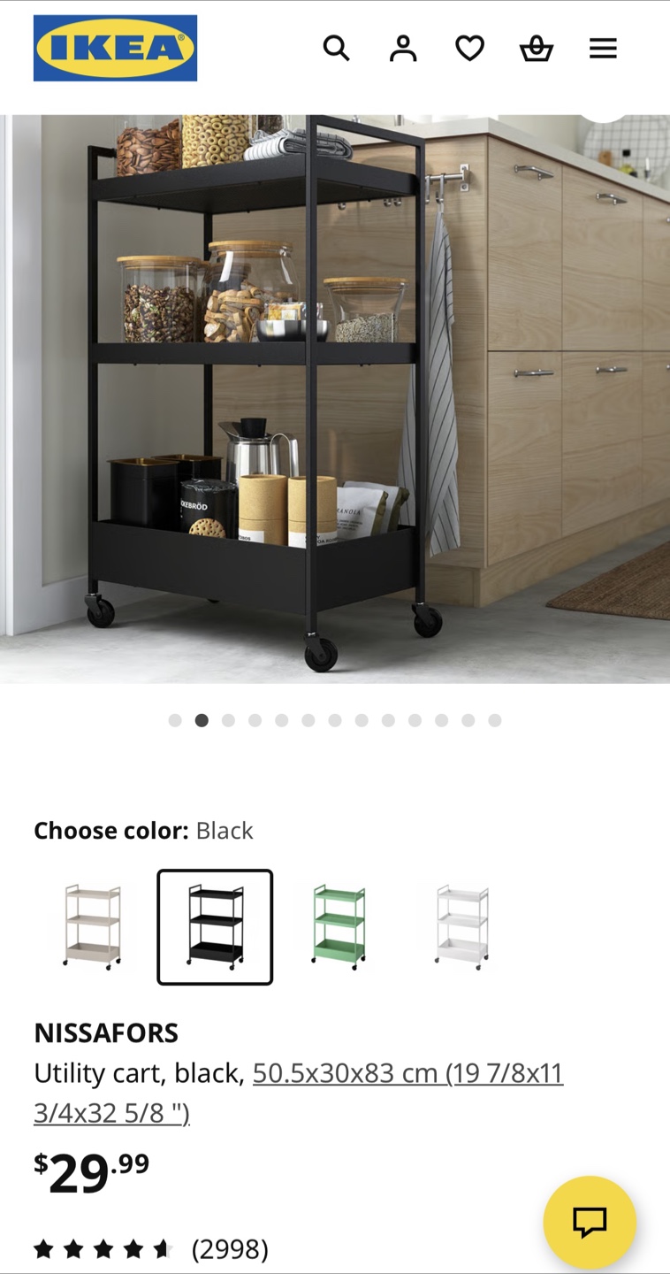🛒 IKEA NISSAFORS Utility Cart – $20