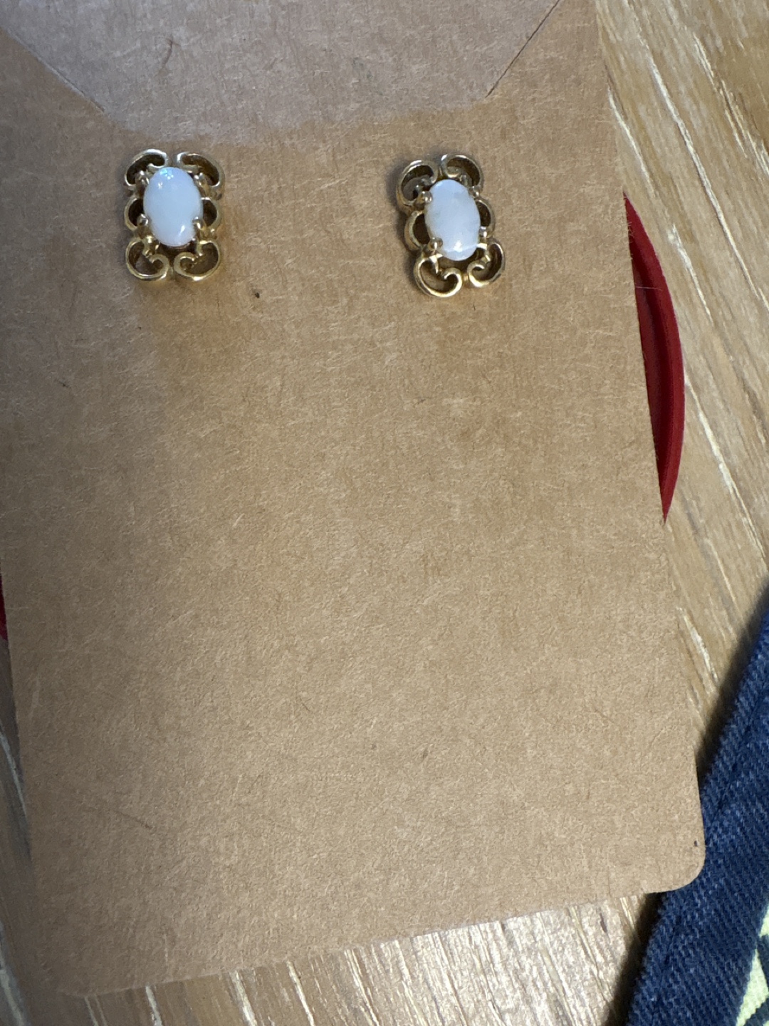 Gold Tone Opal Stud Earrings