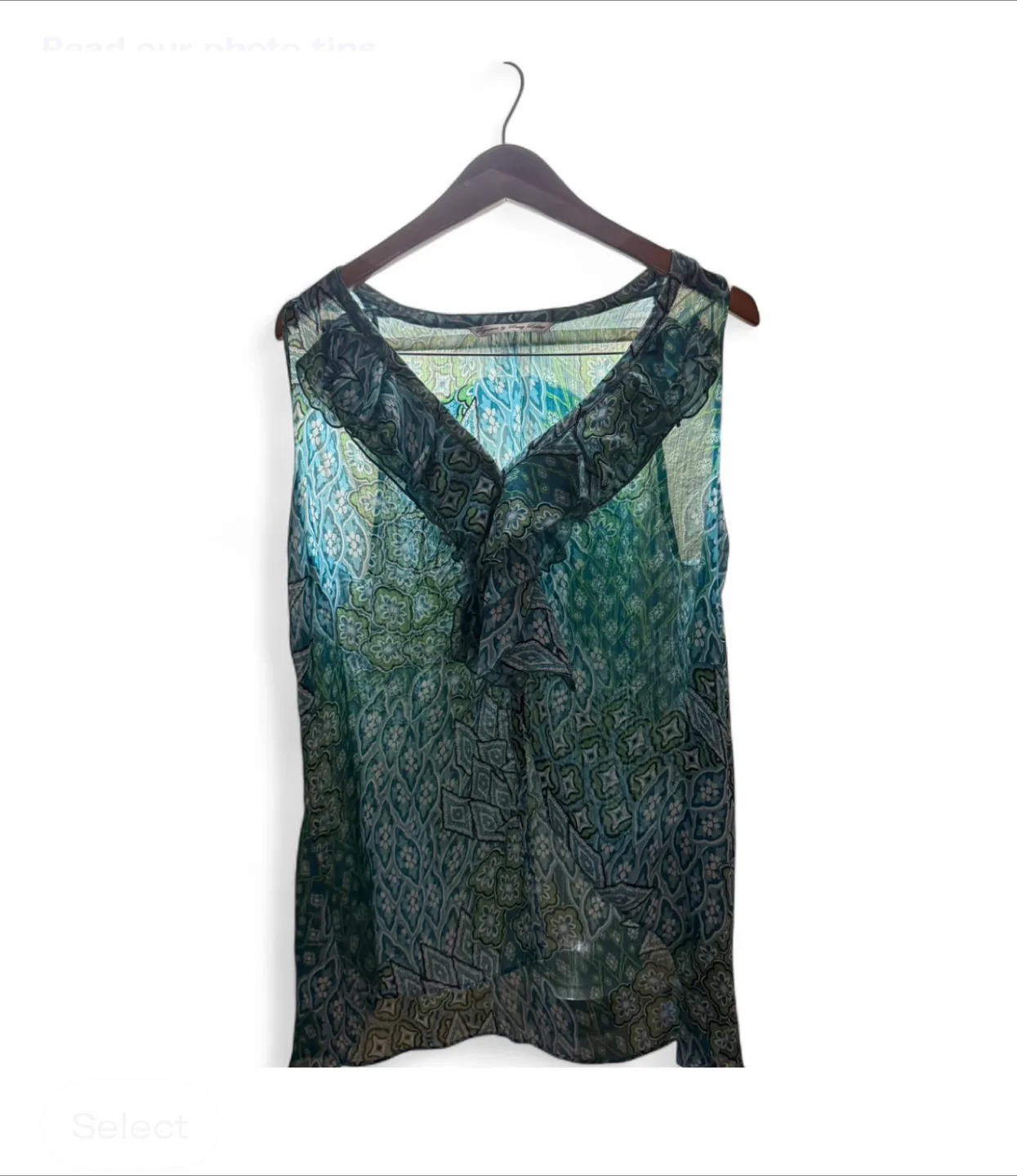 Sheer Blue & Green Sleeveless Blouse thumbnail