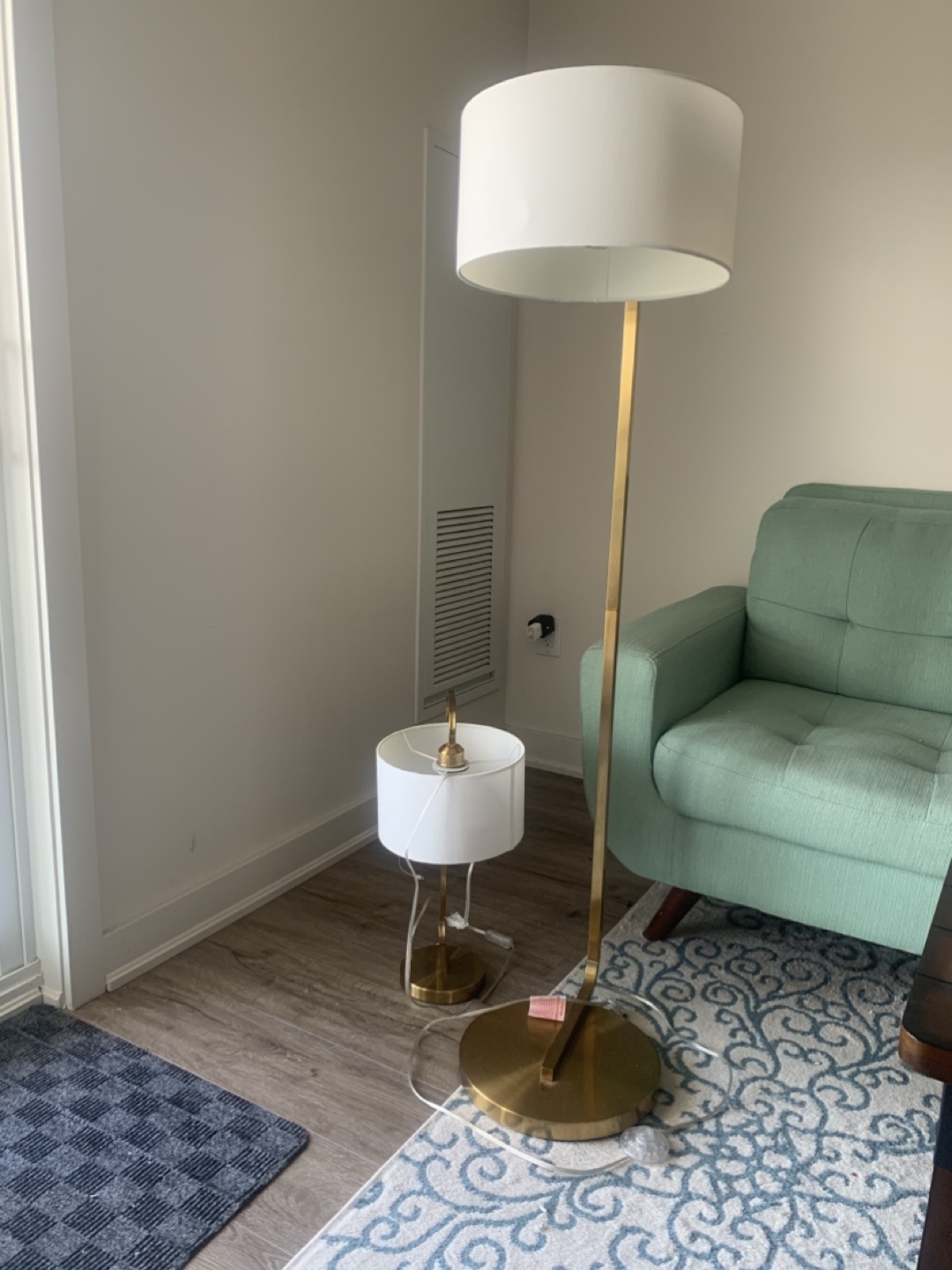 Floor Lamp & 2 Table Lamp Set - Gold Finish