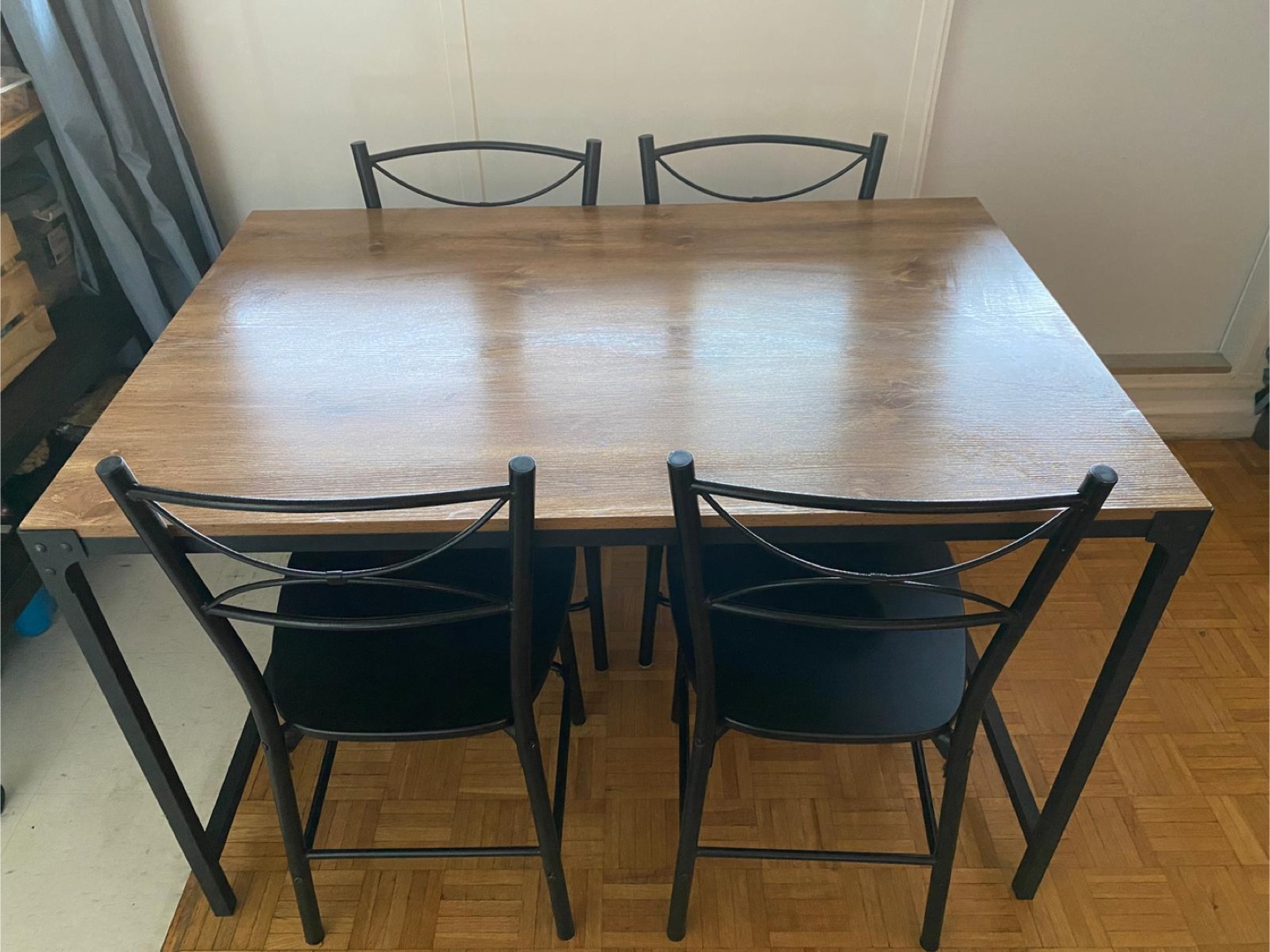 Dining Table with 4 Chairs - Wood & Metal