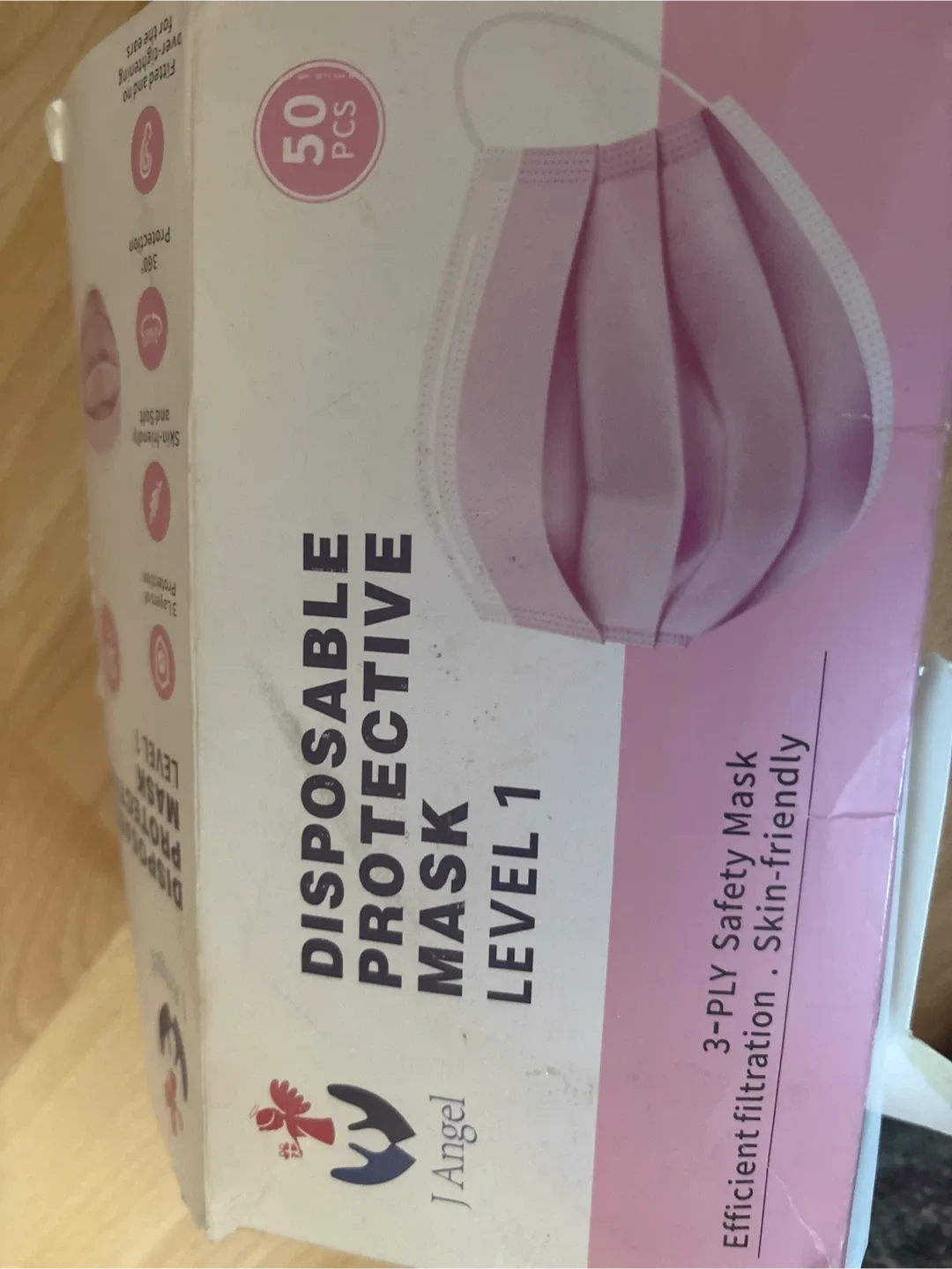 J. Angel Disposable Protective Pink Masks - 50 PCS thumbnail