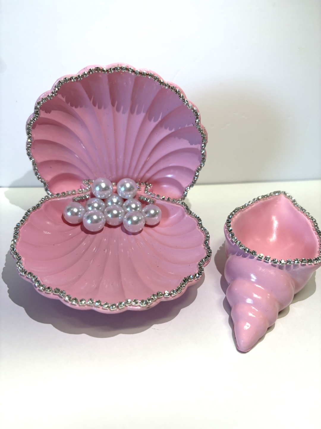 handmade pink seashell trinket set |jewelry holder coastal decor - photo 4