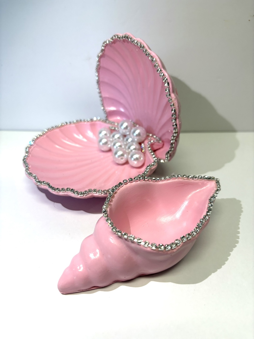 handmade pink seashell trinket set |jewelry holder coastal decor - photo 2