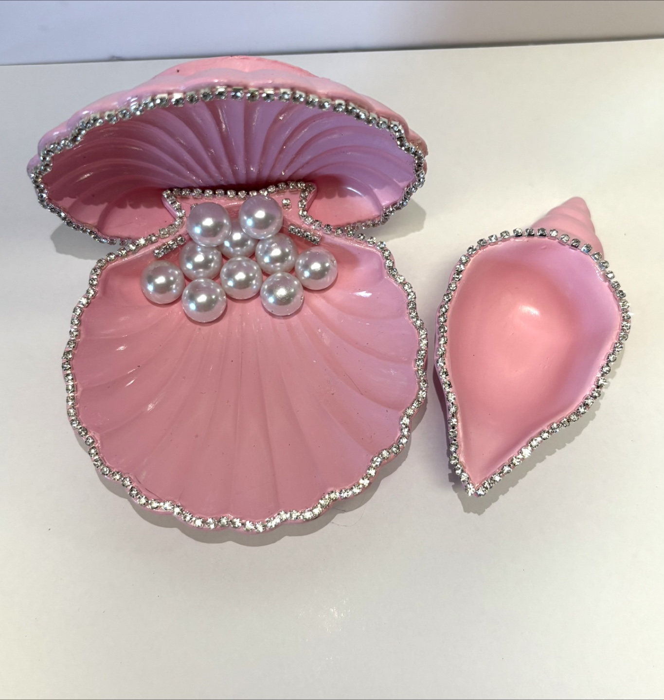 handmade pink seashell trinket set |jewelry holder coastal decor - photo 3