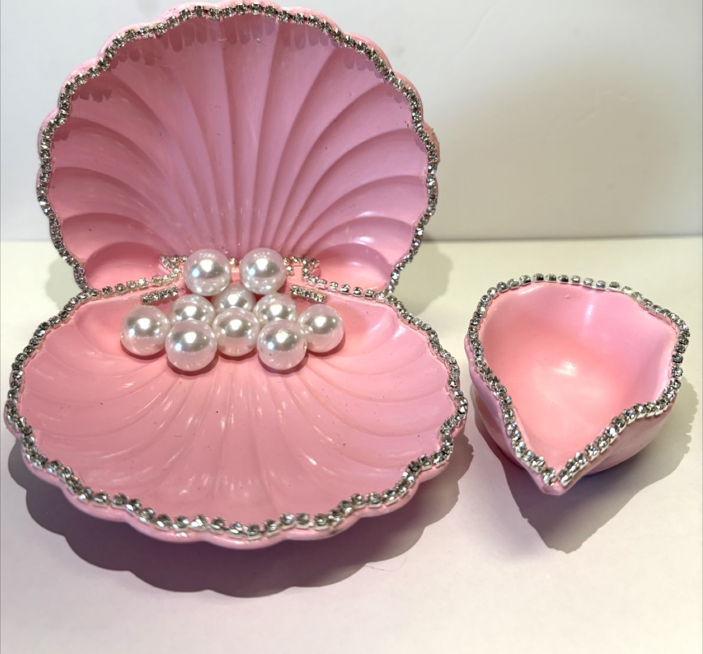 handmade pink seashell trinket set |jewelry holder coastal decor - photo 5