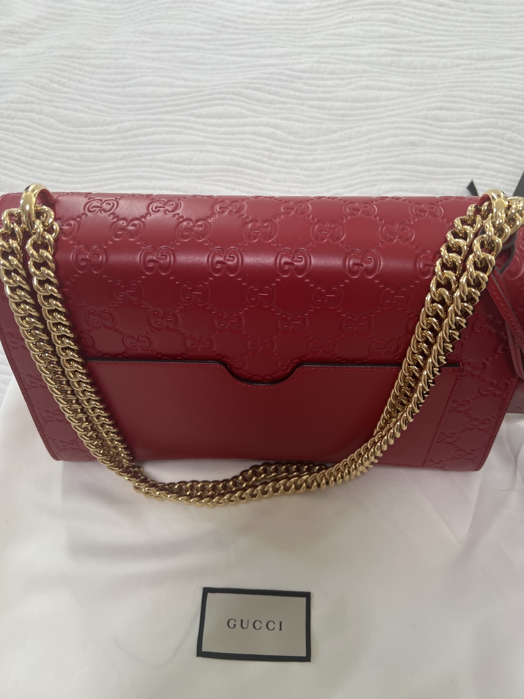 Gucci Signature Padlock Chain Shoulder Bag - Red Leather - photo 3