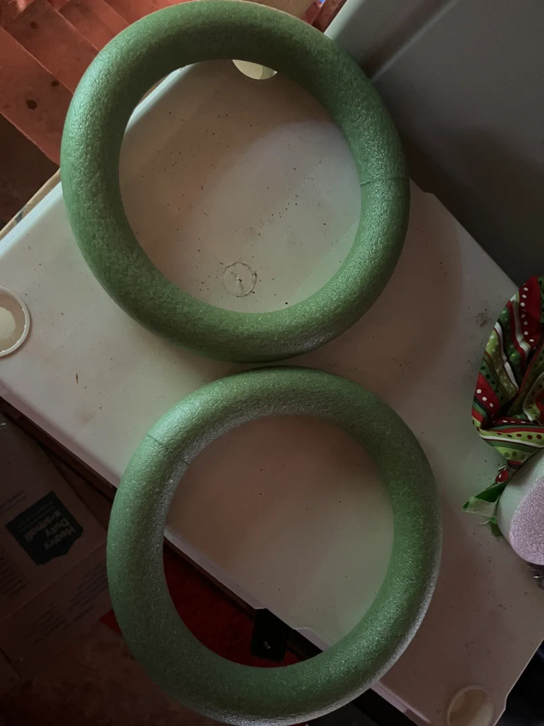 Green Foam Wreath Rings - Set of 2
