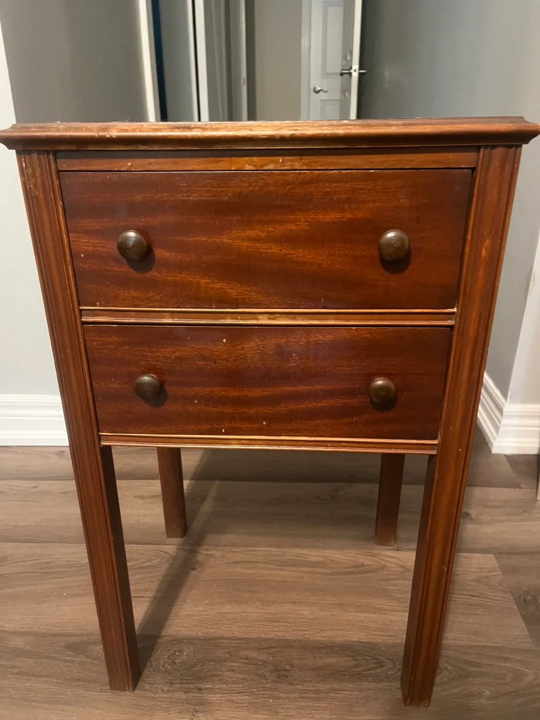 Vintage Two-Drawer Wooden Side Table