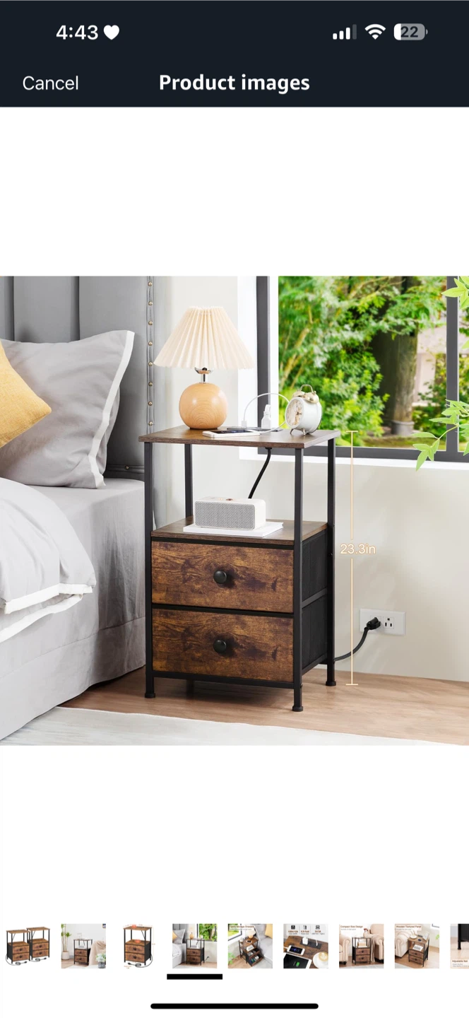 Nightstand with Fabric Storage Drawers