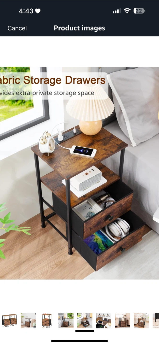 Nightstand with Fabric Storage Drawers - photo 5