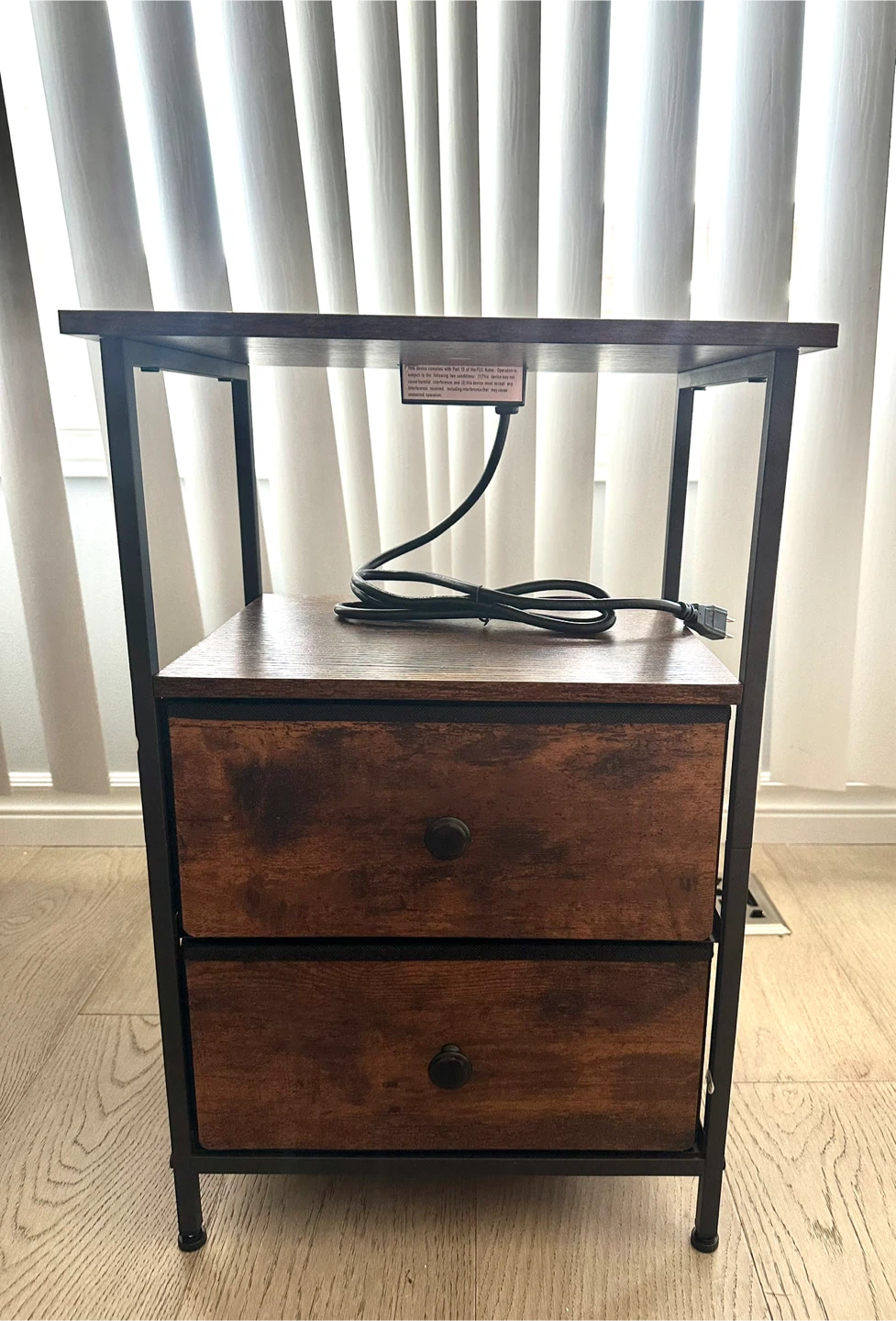 Nightstand with Fabric Storage Drawers - photo 3