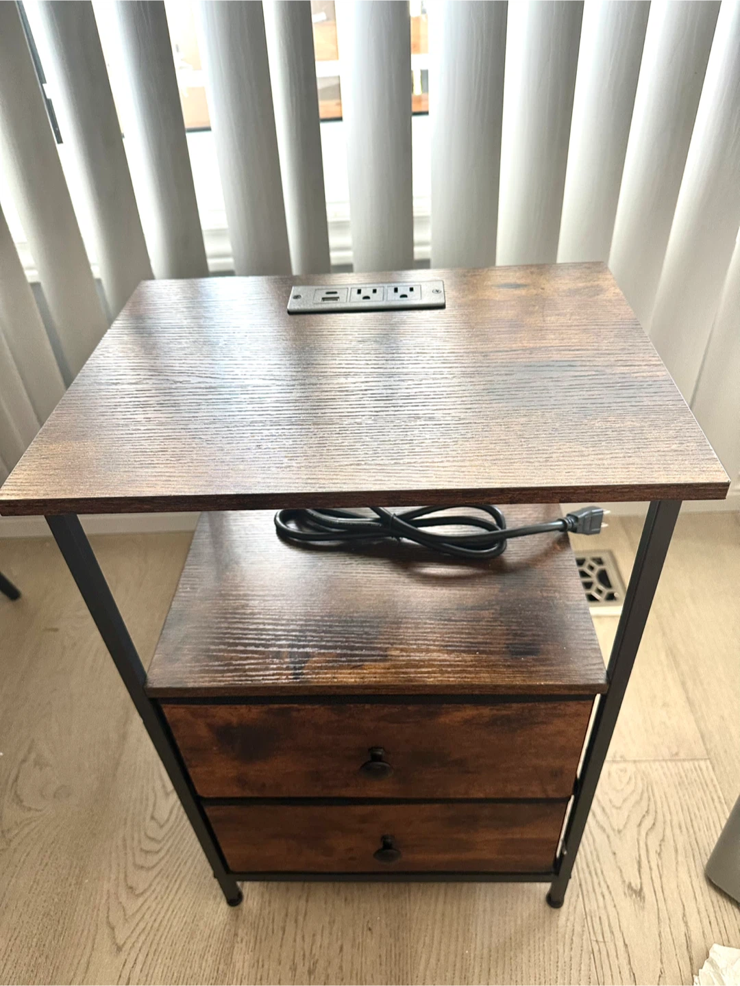 Nightstand with Fabric Storage Drawers - photo 2