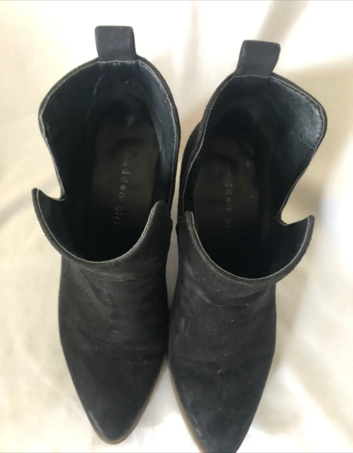 Madden Girl Black Suede Ankle Boots Size 8 image indicator(4)
