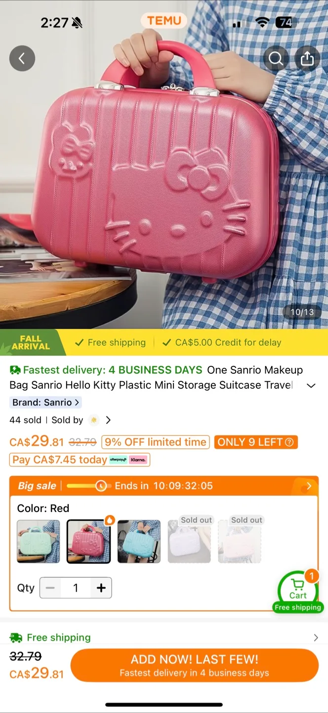 Sanrio Hello Kitty Mini Suitcase - Red image indicator(2)