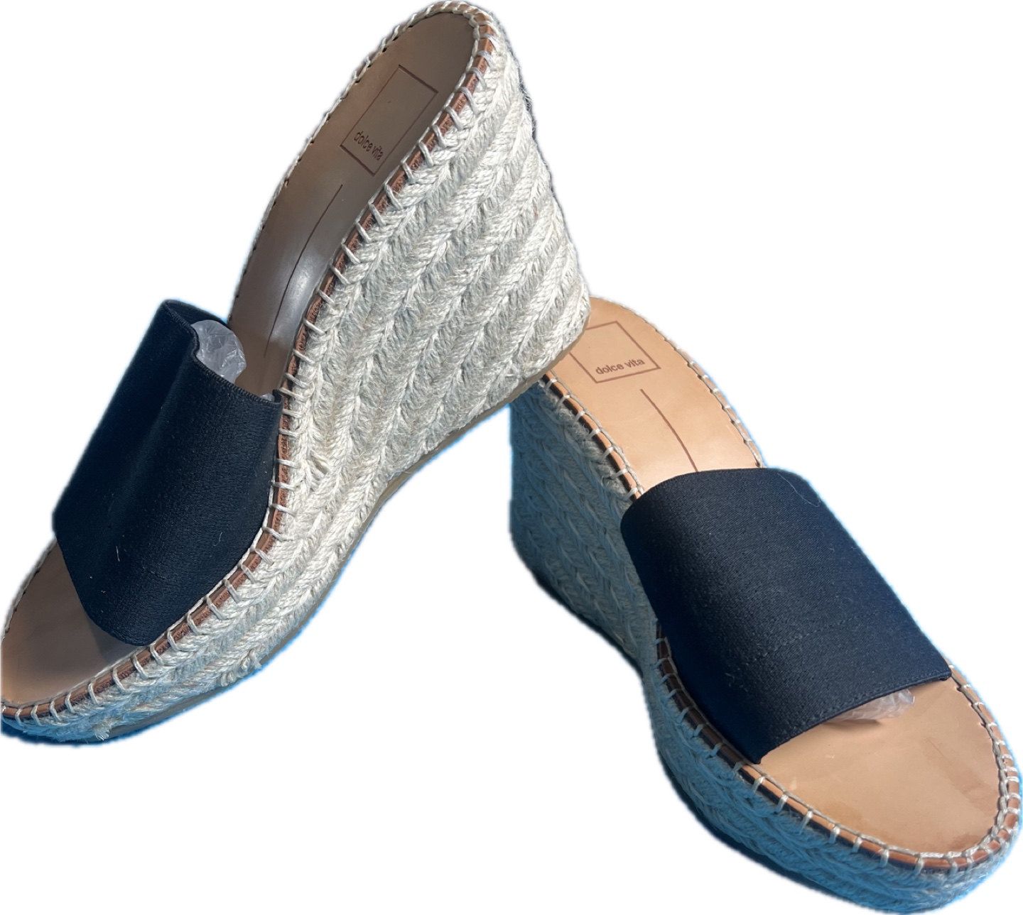 Dolce Vita Black Espadrille Wedge Slides - Size 9